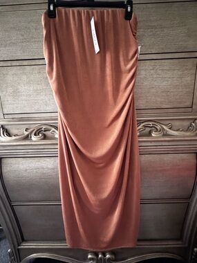 GILLI Rust Brown Velvet Midi Skirt
